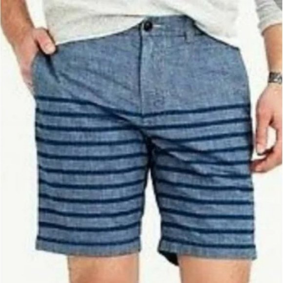 J. Crew Station Men's Stanton Indigo Striped Casual Chino Shorts Size W33 - Picture 2 of 13